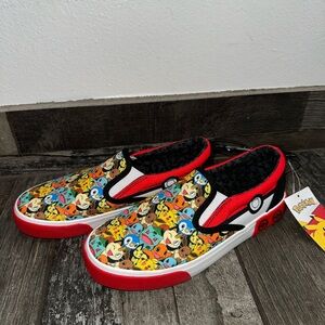 Pokemon Kids Slip-On Sneakers - Red, Black, and Multicolor